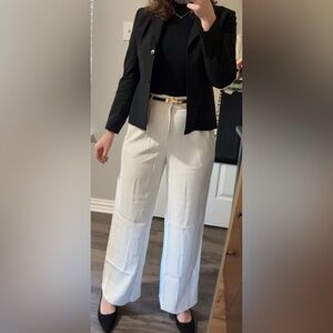 Classic High-Waist Wide Leg Pants - Cream
